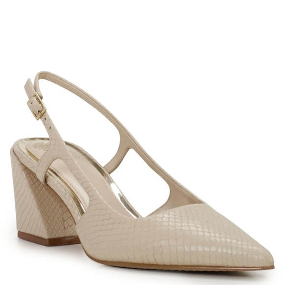 Vince Camuto Shoes - Vince Camuto Tan Slingback Heels with Pointed Toe Sindree Sz 7.5 snake caseina